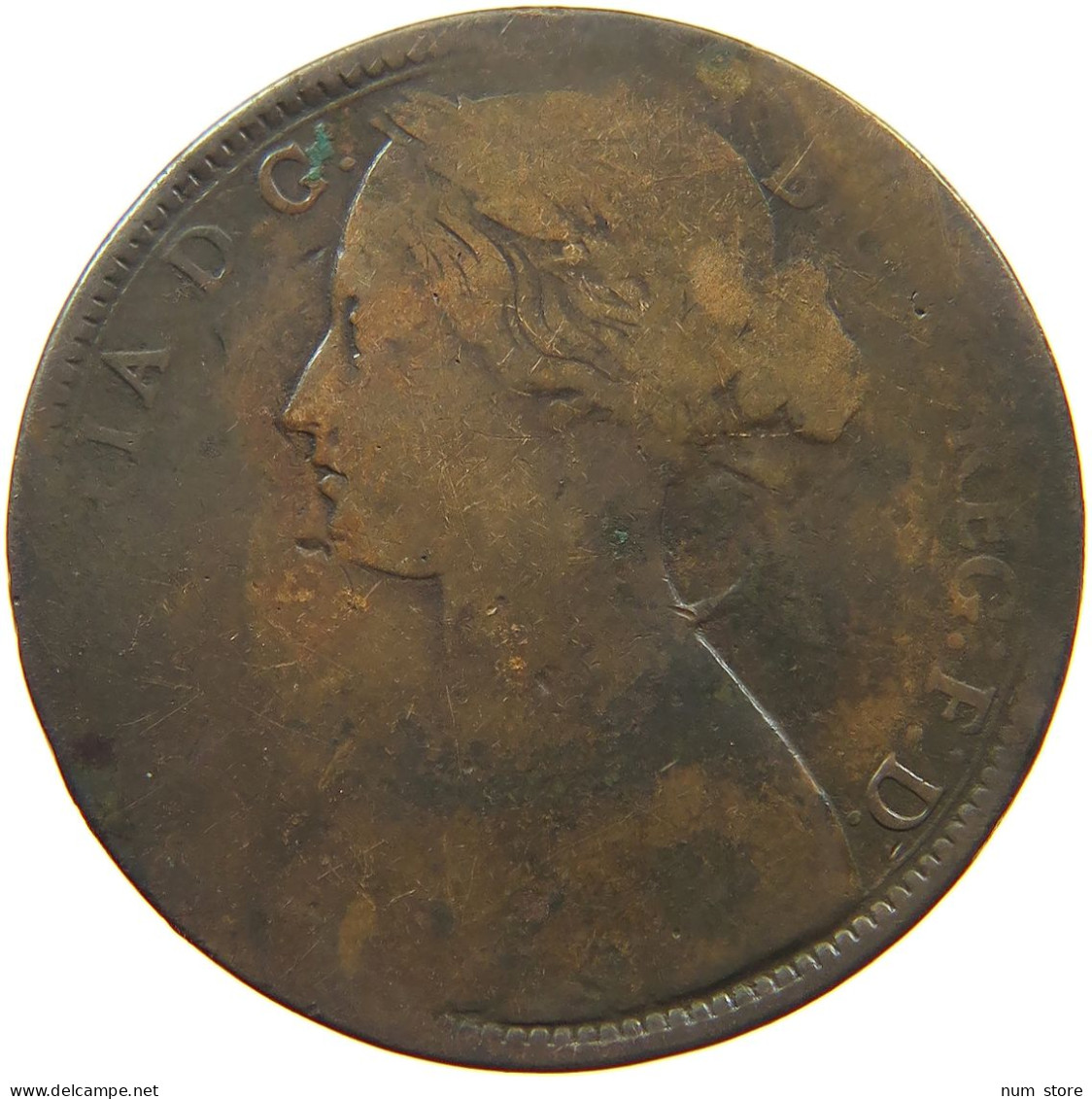 GREAT BRITAIN PENNY 1867 VICTORIA 1837-1901 COUNTERMARKED CT. #MA 101846 - D. 1 Penny
