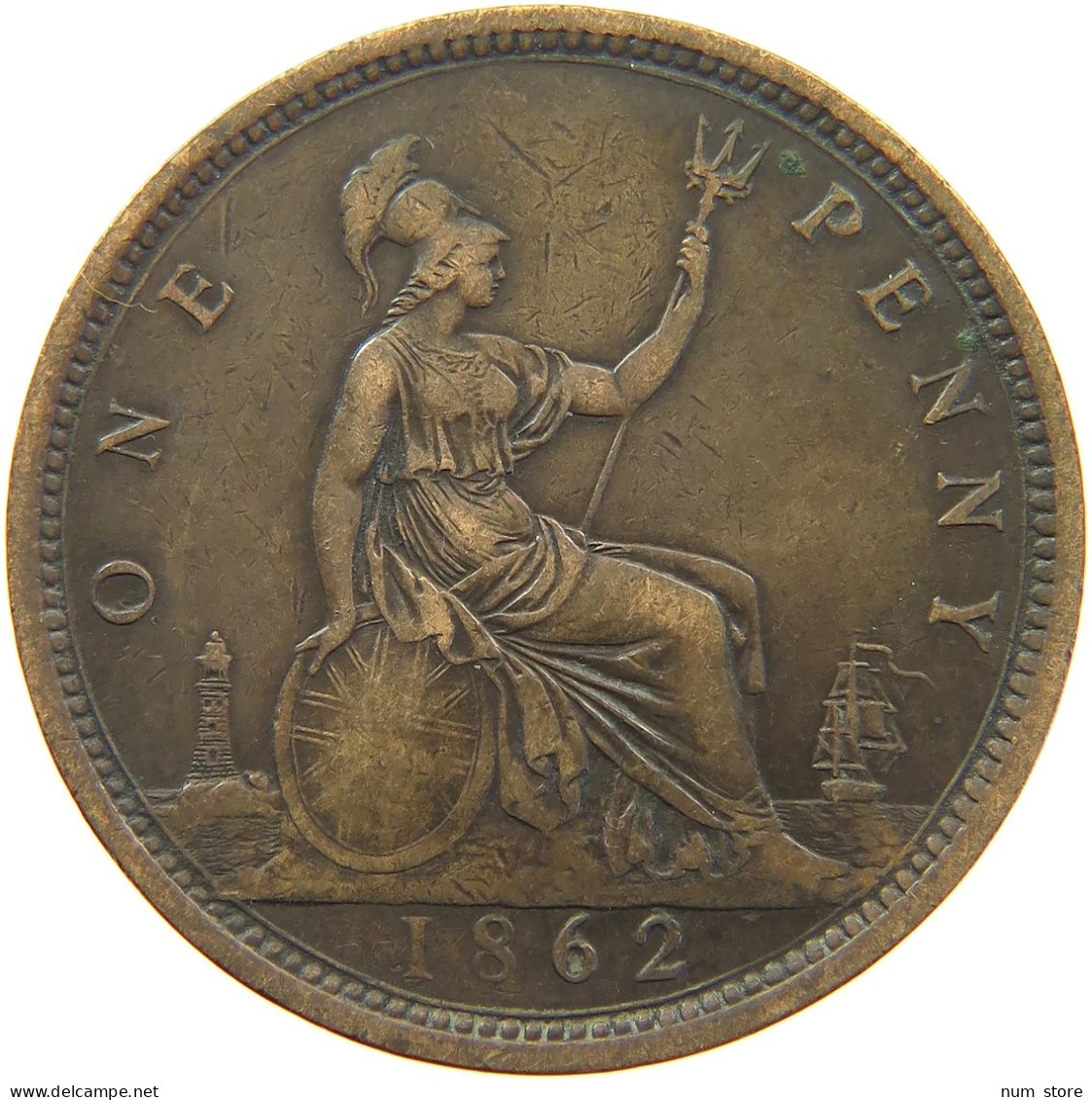 GREAT BRITAIN PENNY 1862 VICTORIA 1837-1901 #MA 068135 - D. 1 Penny