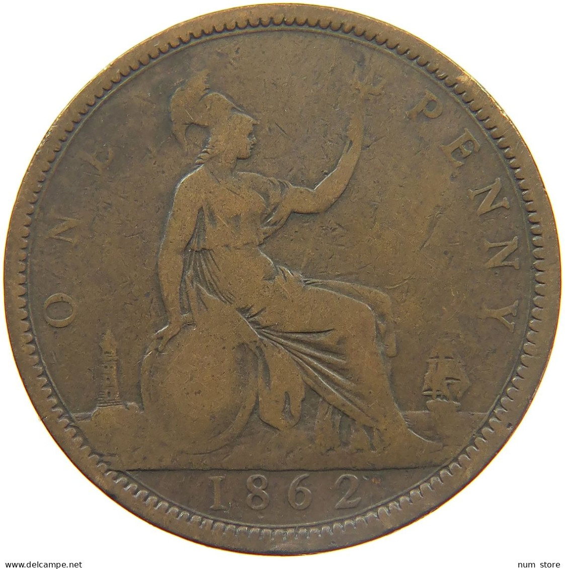 GREAT BRITAIN PENNY 1862 VICTORIA 1837-1901 #MA 023278 - D. 1 Penny