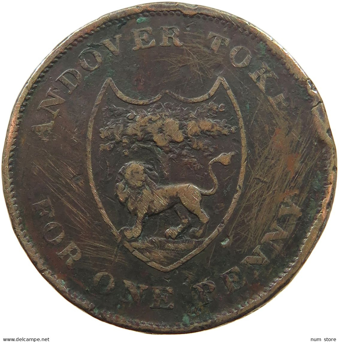 GREAT BRITAIN PENNY 1812 ANDOVER TOKEN, WAKEFORD #MA 023960 - C. 1 Penny