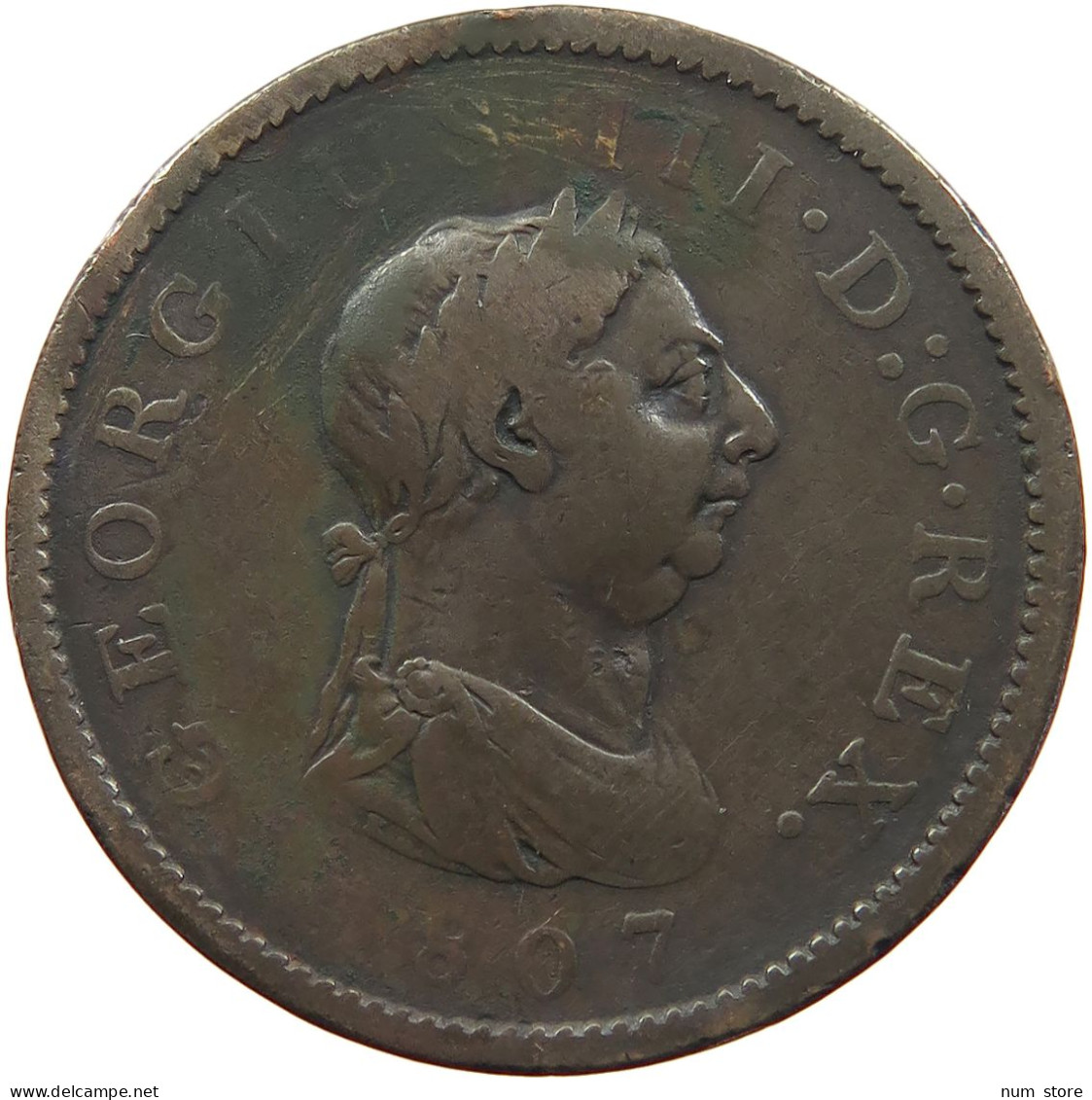 GREAT BRITAIN PENNY 1807 GEORGE III. 1760-1820. #MA 021629 - C. 1 Penny