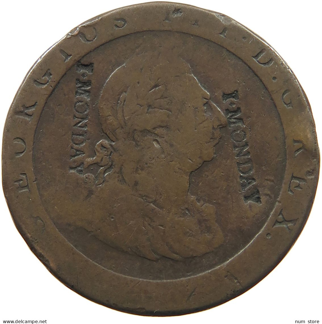 GREAT BRITAIN PENNY 1797 GEORGE III. 1760-1820 CARTWHEEL I. MONDAY #MA 023010 - C. 1 Penny