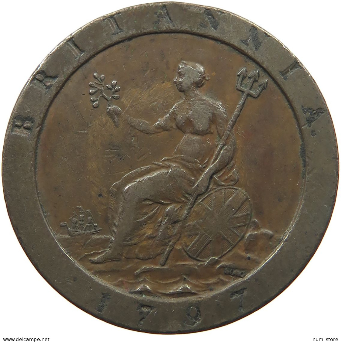 GREAT BRITAIN PENNY 1797 GEORGE III. 1760-1820 CARTWHEEL #MA 023008 - C. 1 Penny