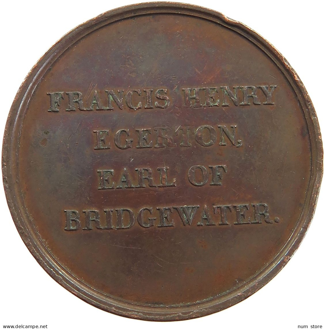 GREAT BRITAIN MEDAL  FARNCIS HENRY EGERTON EARL OF BRIDGEWATER #MA 024019 - Sonstige & Ohne Zuordnung