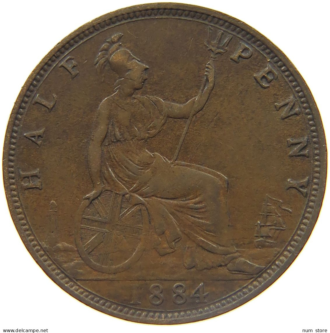 GREAT BRITAIN HALFPENNY 1884 VICTORIA 1837-1901 #MA 022974 - K. 1/2 Crown