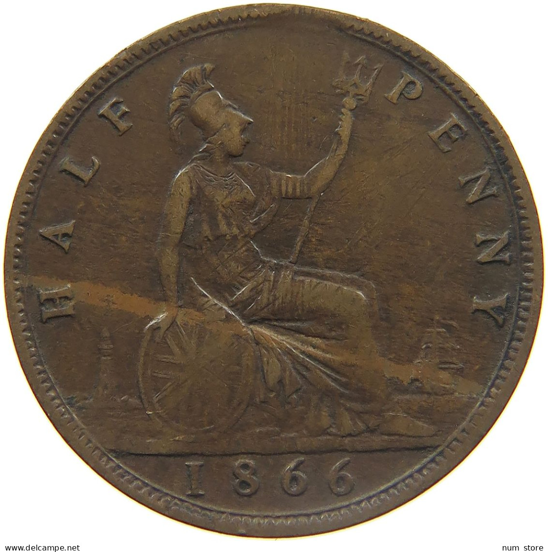 GREAT BRITAIN HALFPENNY 1866 VICTORIA 1837-1901 #MA 023285 - K. 1/2 Crown