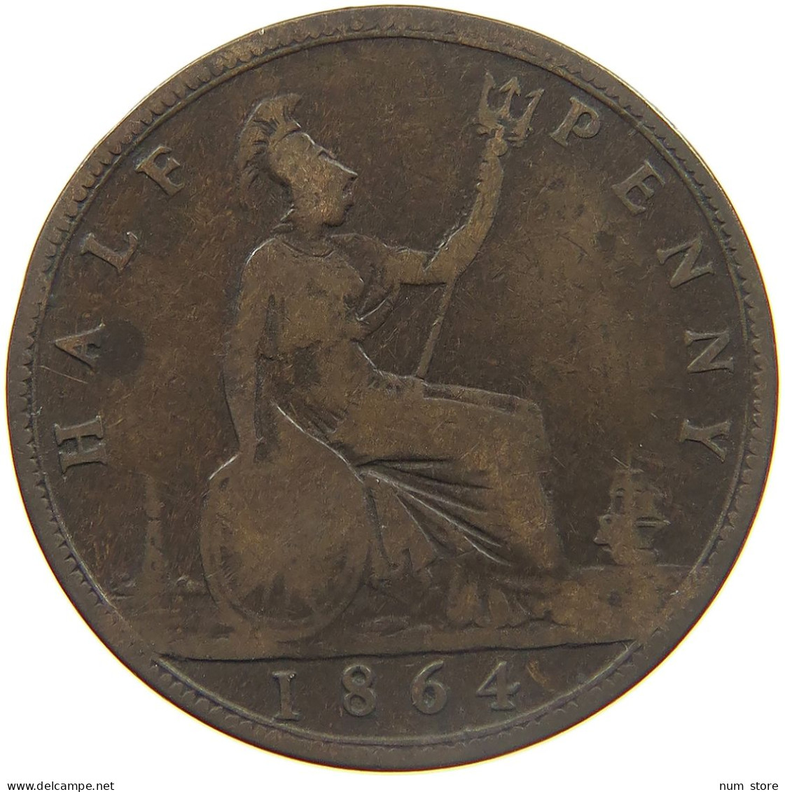 GREAT BRITAIN HALFPENNY 1864 VICTORIA 1837-1901 #MA 023292 - K. 1/2 Crown