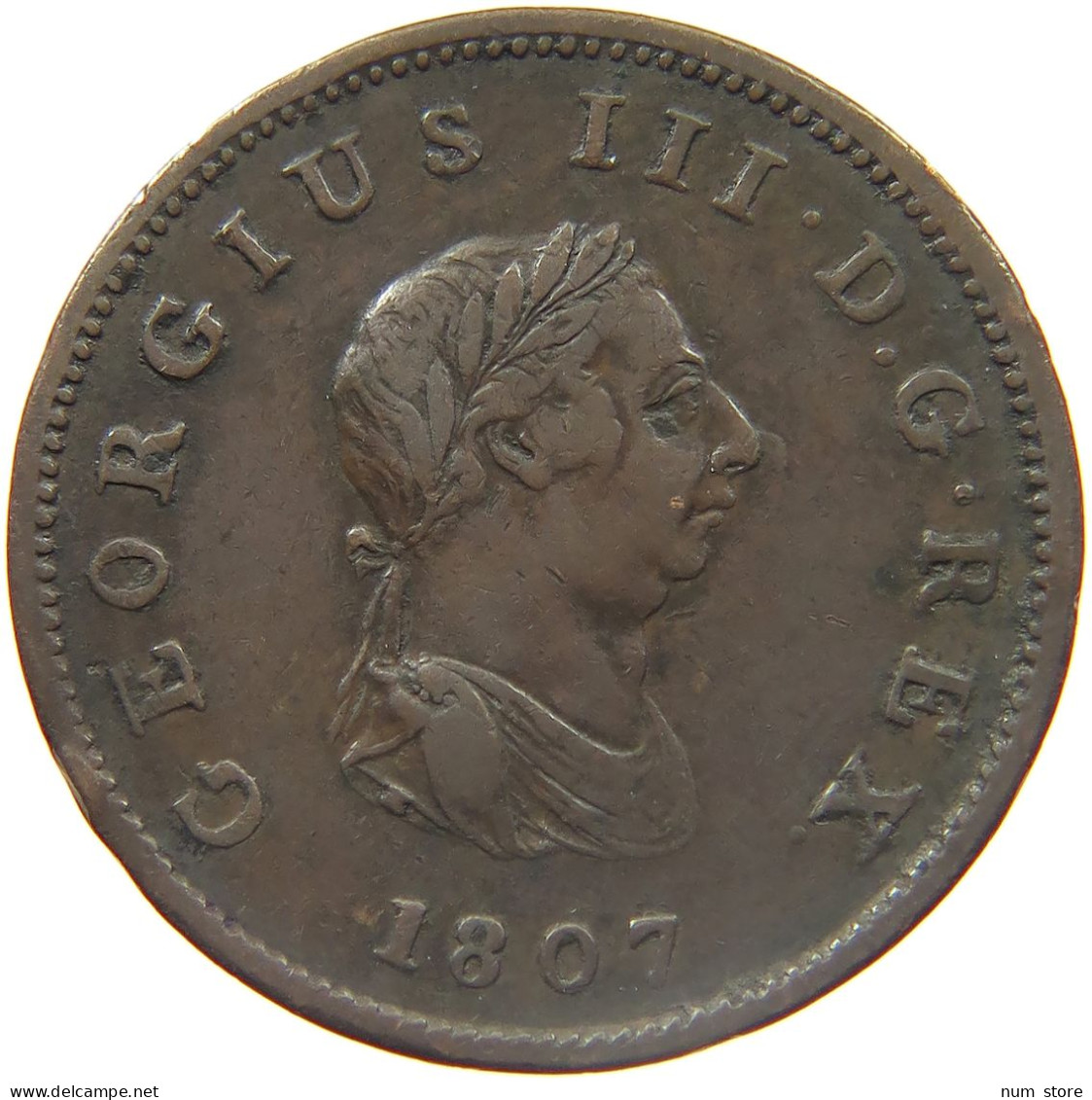 GREAT BRITAIN HALFPENNY 1807 GEORGE III. 1760-1820 #MA 023016 - I. 1/2 Crown