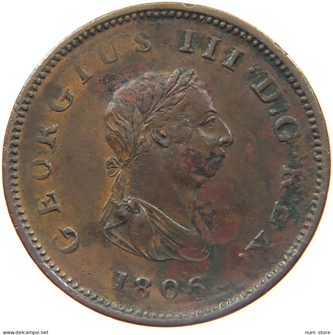 GREAT BRITAIN HALFPENNY 1806 GEORGE III. 1760-1820 #MA 023015 - I. 1/2 Crown