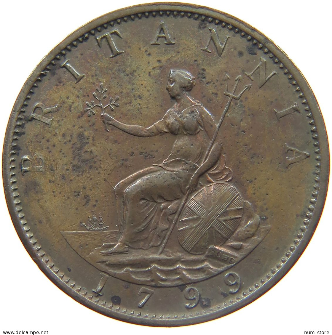 GREAT BRITAIN HALFPENNY 1799 GEORGE III. 1760-1820 #MA 023013 - I. 1/2 Crown