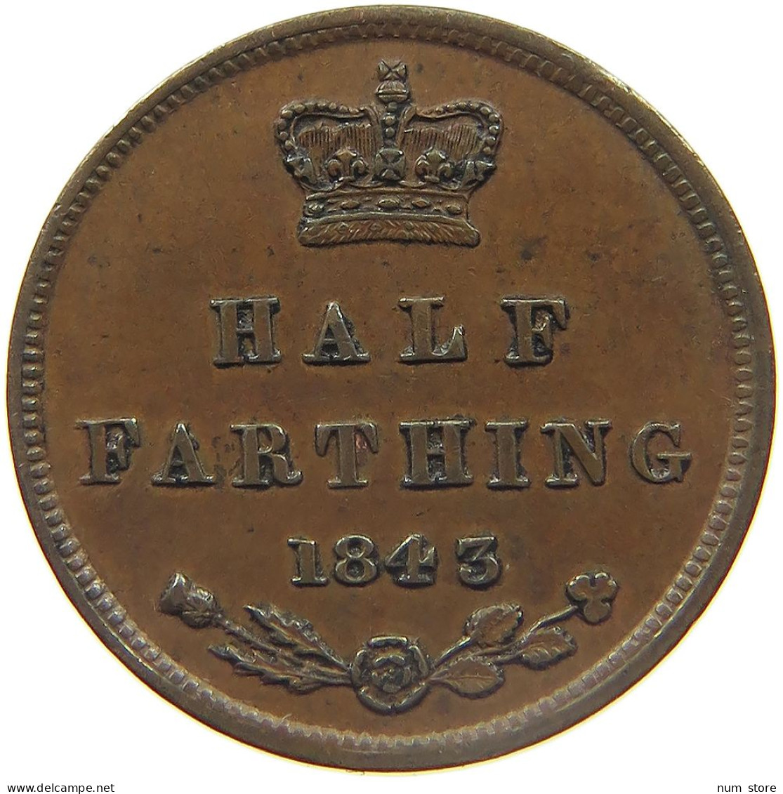 GREAT BRITAIN HALF FARTHING 1843 VICTORIA 1837-1901 #MA 022988 - A. 1/4 - 1/3 - 1/2 Farthing