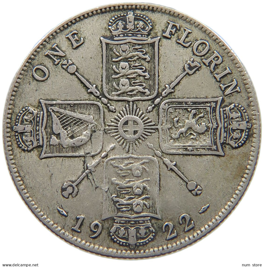 GREAT BRITAIN FLORIN 1922 GEORGE V. (1910-1936) #MA 023344 - J. 1 Florin / 2 Shillings