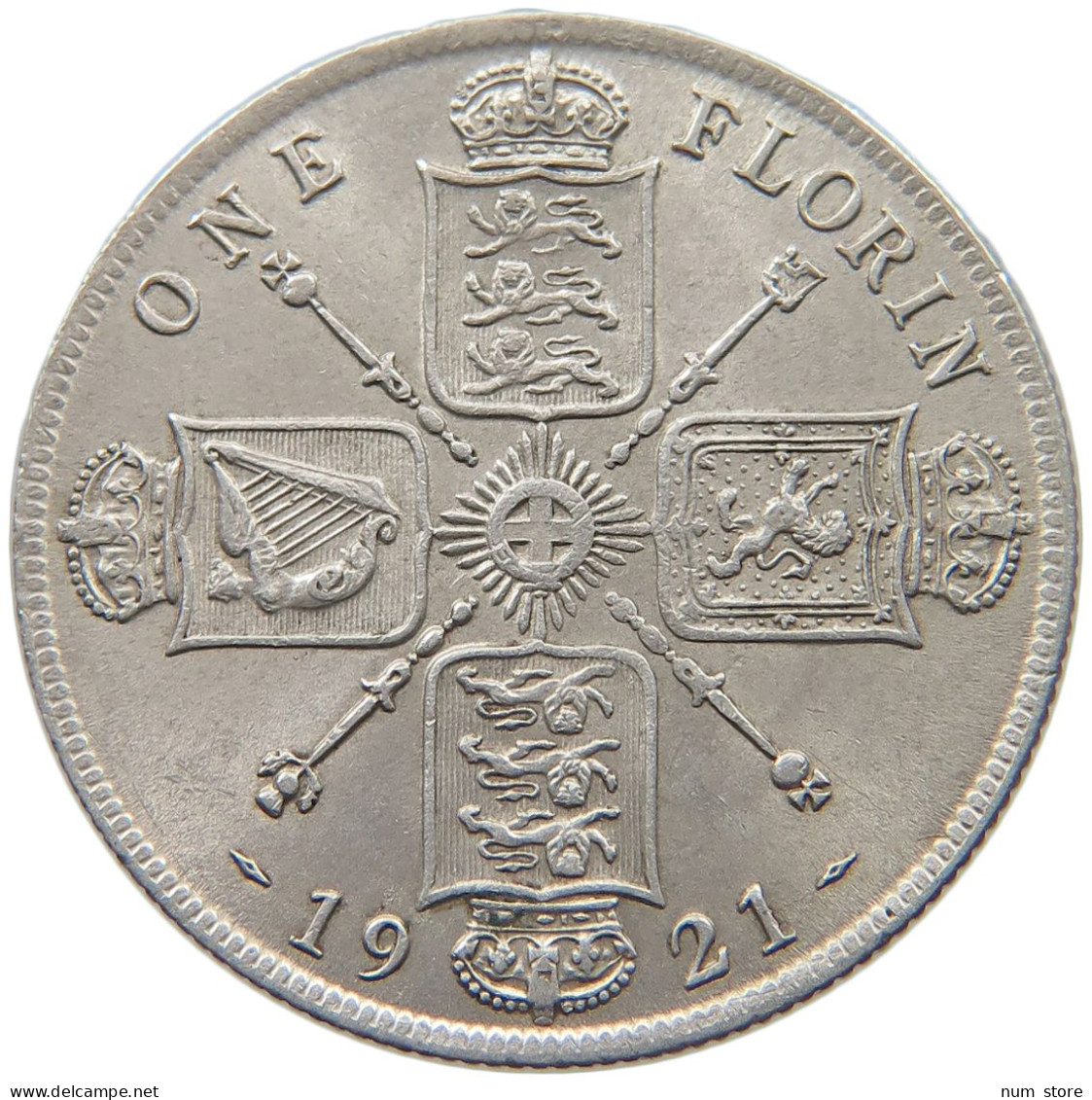 GREAT BRITAIN FLORIN 1921 GEORGE V. #MA 024851 - J. 1 Florin / 2 Schillings