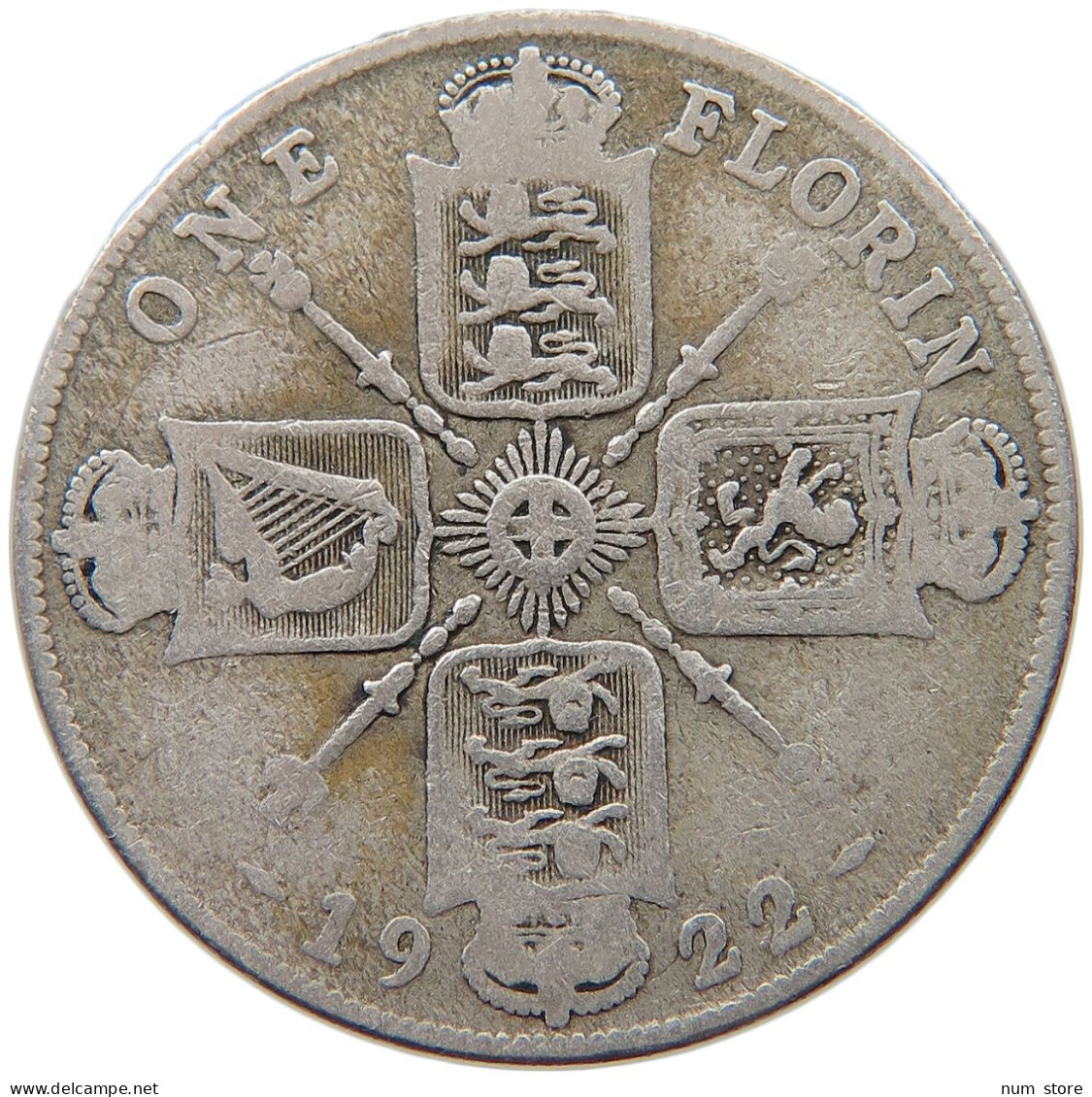 GREAT BRITAIN FLORIN 1922 GEORGE V. (1910-1936) #MA 103543 - J. 1 Florin / 2 Shillings