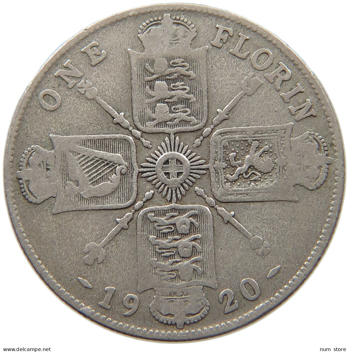 GREAT BRITAIN FLORIN 1920 GEORGE V. (1910-1936) #MA 023349 - J. 1 Florin / 2 Shillings