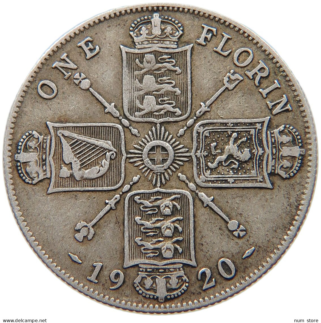 GREAT BRITAIN FLORIN 1920 GEORGE V. (1910-1936) #MA 068169 - J. 1 Florin / 2 Shillings