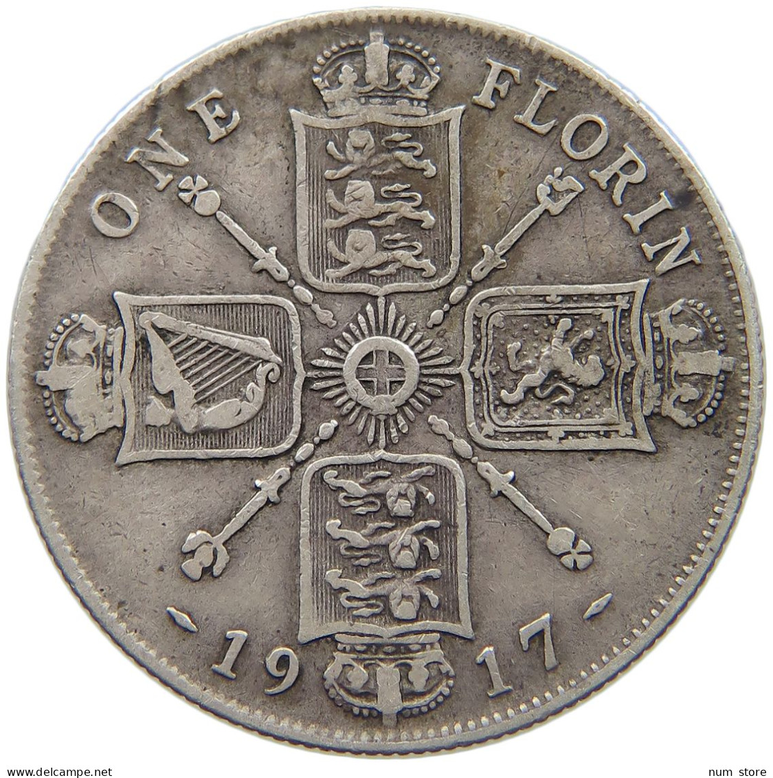 GREAT BRITAIN FLORIN 1917 GEORGE V. (1910-1936) #MA 023342 - J. 1 Florin / 2 Schillings