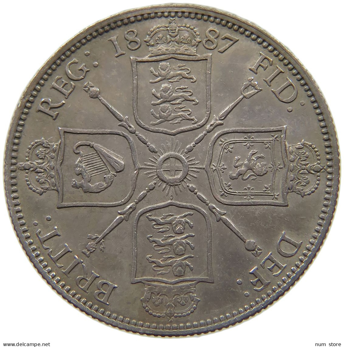 GREAT BRITAIN FLORIN 1887 VICTORIA 1837-1901 #MA 022936 - J. 1 Florin / 2 Schilling