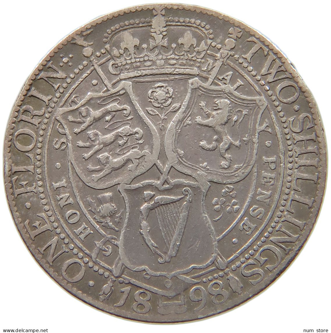 GREAT BRITAIN FLORIN 1898 VICTORIA 1837-1901 #MA 023306 - J. 1 Florin / 2 Schilling