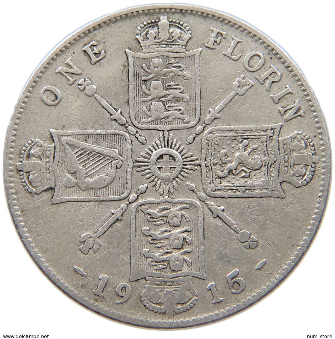 GREAT BRITAIN FLORIN 1915 GEORGE V. (1910-1936) #MA 023343 - J. 1 Florin / 2 Shillings