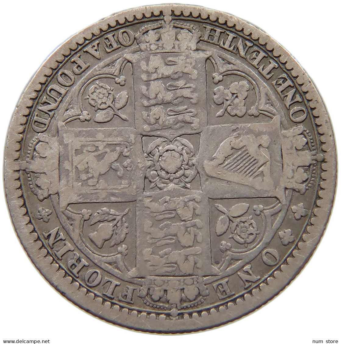 GREAT BRITAIN FLORIN 1849 VICTORIA 1837-1901 #MA 022937 - J. 1 Florin / 2 Shillings