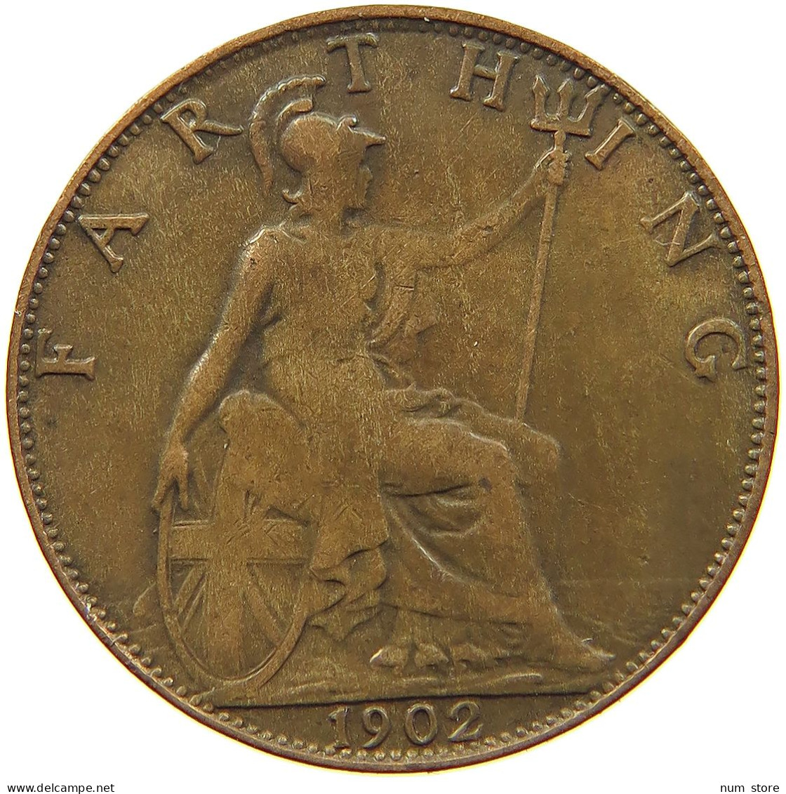 GREAT BRITAIN FARTHING 1902 EDWARD VII., 1901 - 1910 #MA 100851 - B. 1 Farthing