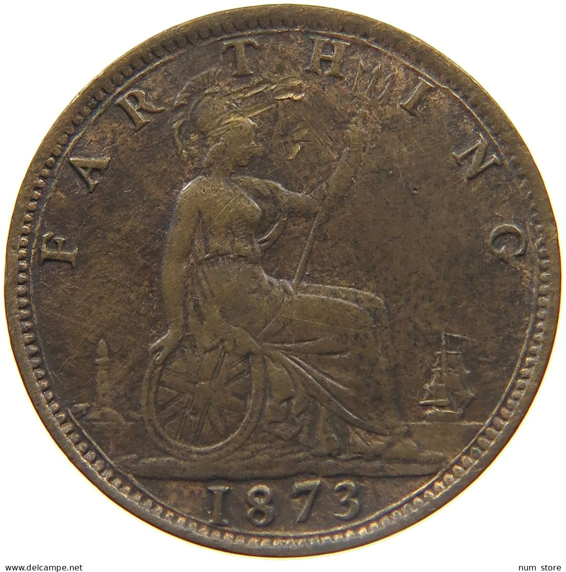 GREAT BRITAIN FARTHING 1873 VICTORIA 1837-1901 #MA 022984 - B. 1 Farthing