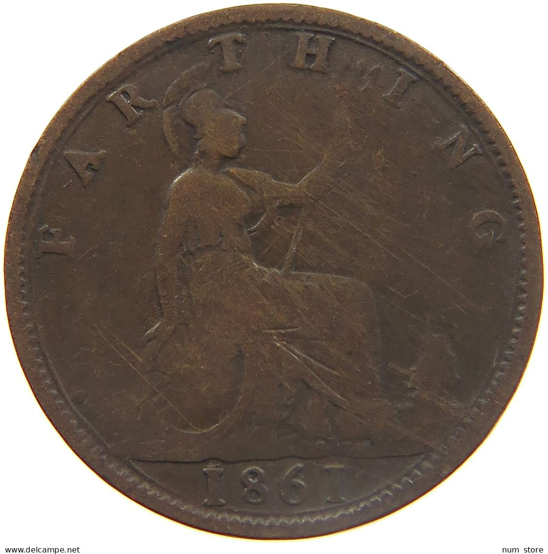 GREAT BRITAIN FARTHING 1861 VICTORIA 1837-1901 #MA 023300 - B. 1 Farthing