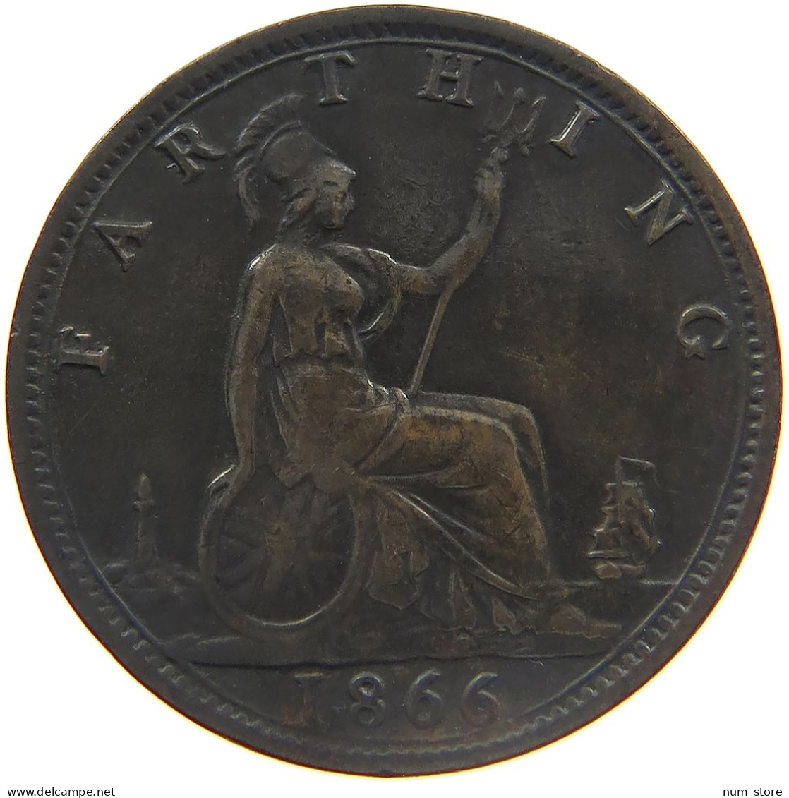 GREAT BRITAIN FARTHING 1866 VICTORIA 1837-1901 #MA 023296 - B. 1 Farthing