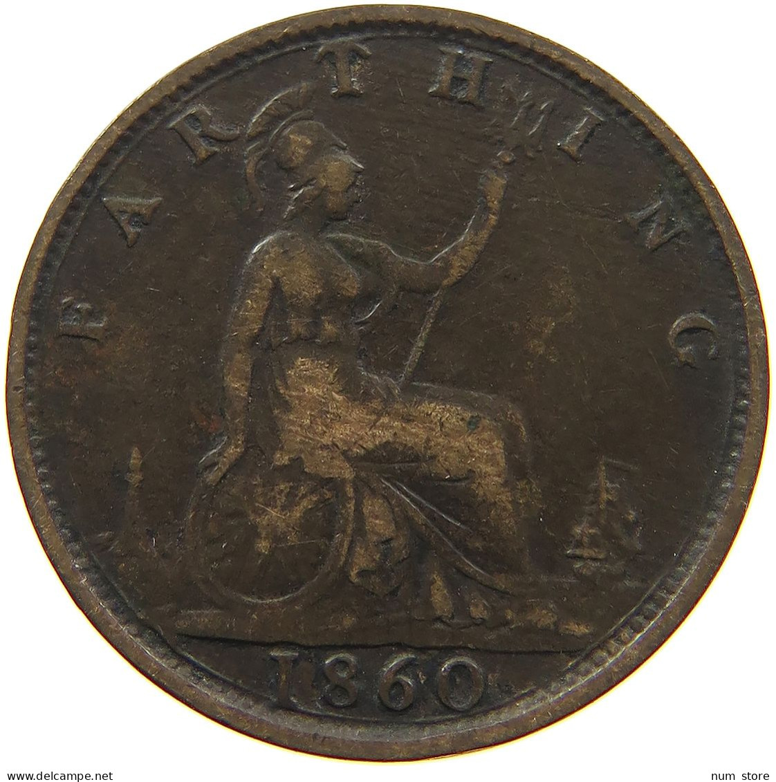 GREAT BRITAIN FARTHING 1860 VICTORIA 1837-1901 #MA 100856 - B. 1 Farthing