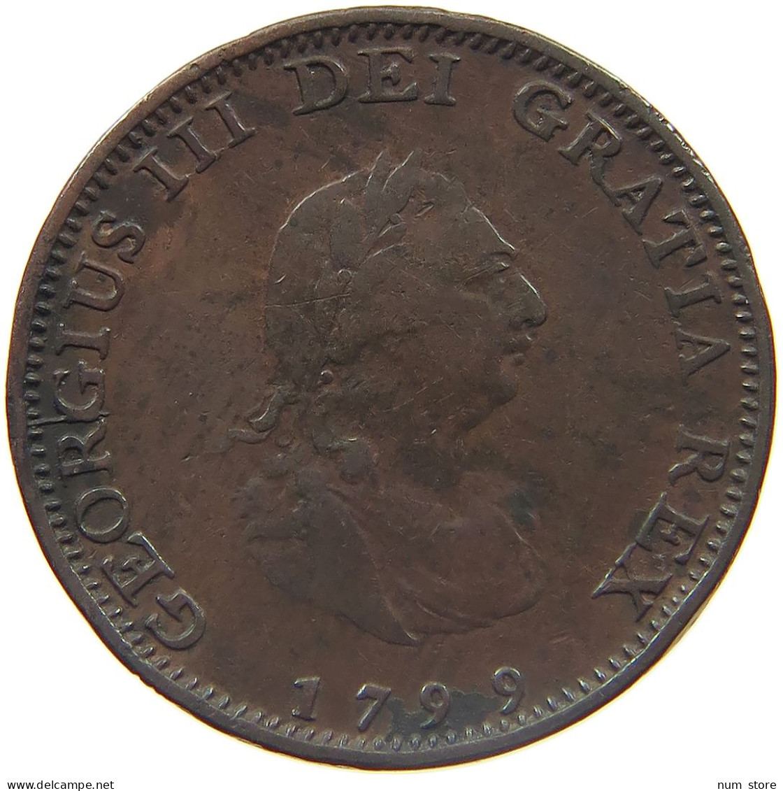 GREAT BRITAIN FARTHING 1799 GEORGE III. 1760-1820 #MA 023018 - A. 1 Farthing