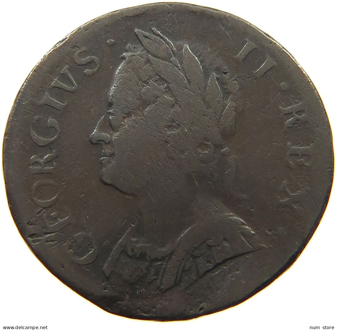 GREAT BRITAIN FARTHING 1754 GEORGE II. (1727-1760) #MA 021775 - A. 1 Farthing