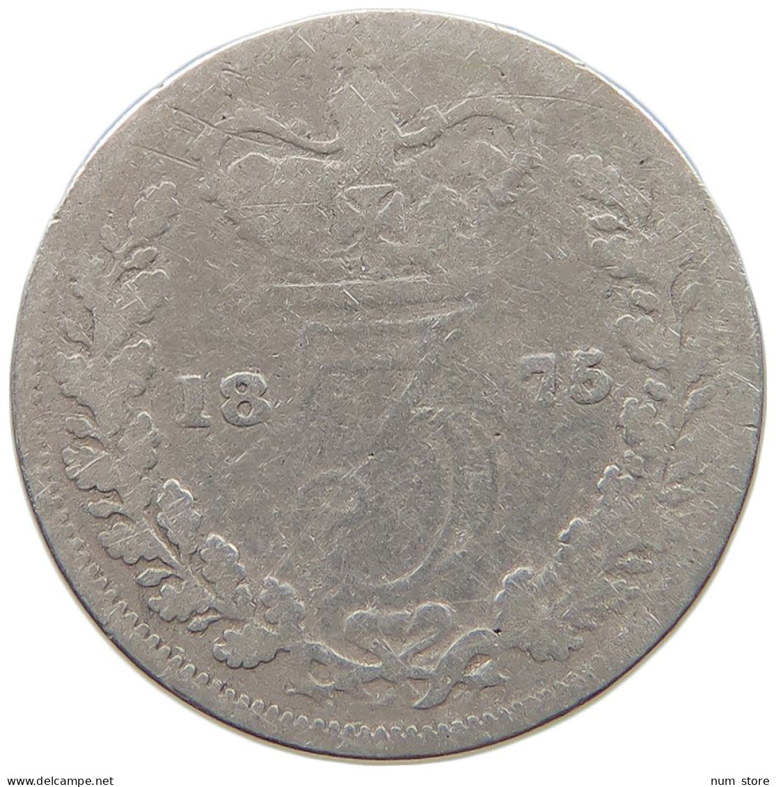 GREAT BRITAIN 3 THREEPENCE 1875 VICTORIA 1837-1901 #MA 026026 - F. 3 Pence