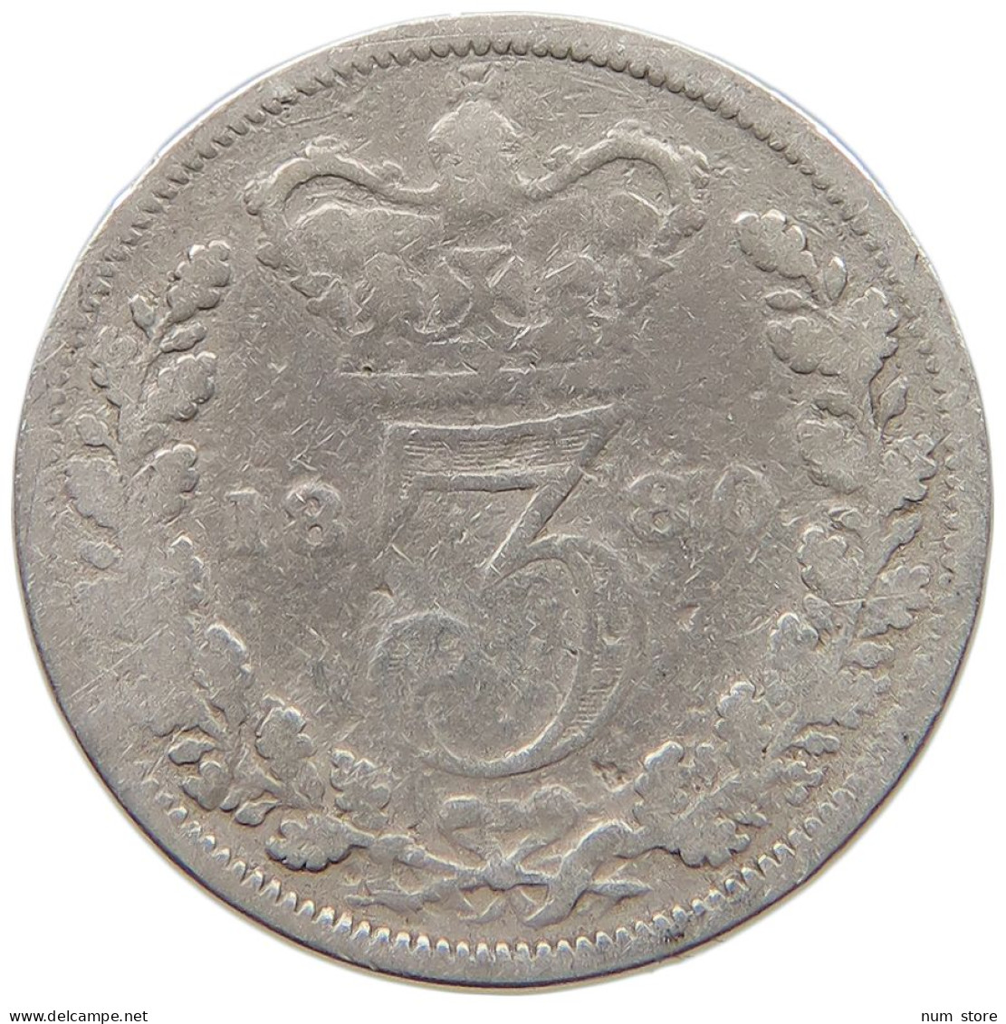 GREAT BRITAIN 3 THREEPENCE 1880 VICTORIA 1837-1901 #MA 026028 - F. 3 Pence