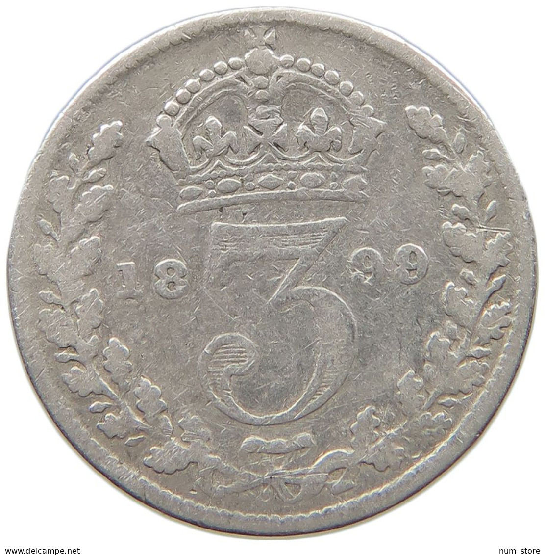 GREAT BRITAIN 3 THREEPENCE 1899 VICTORIA 1837-1901 #MA 026031 - F. 3 Pence