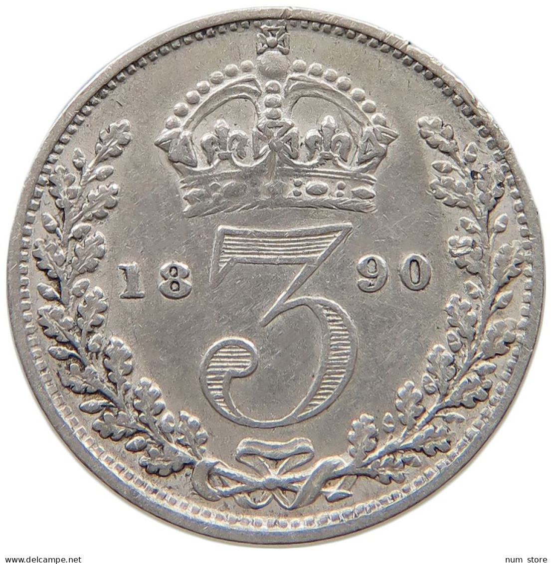 GREAT BRITAIN 3 THREEPENCE 1890 VICTORIA 1837-1901 #MA 026036 - F. 3 Pence