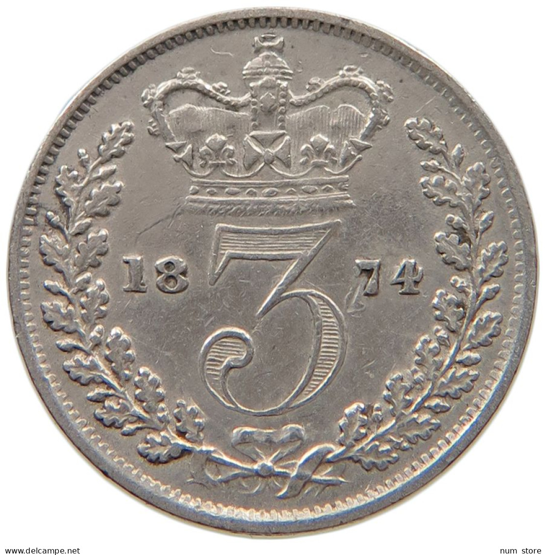 GREAT BRITAIN 3 PENCE 1874 VICTORIA (1837-1901) #MA 001598 - F. 3 Pence