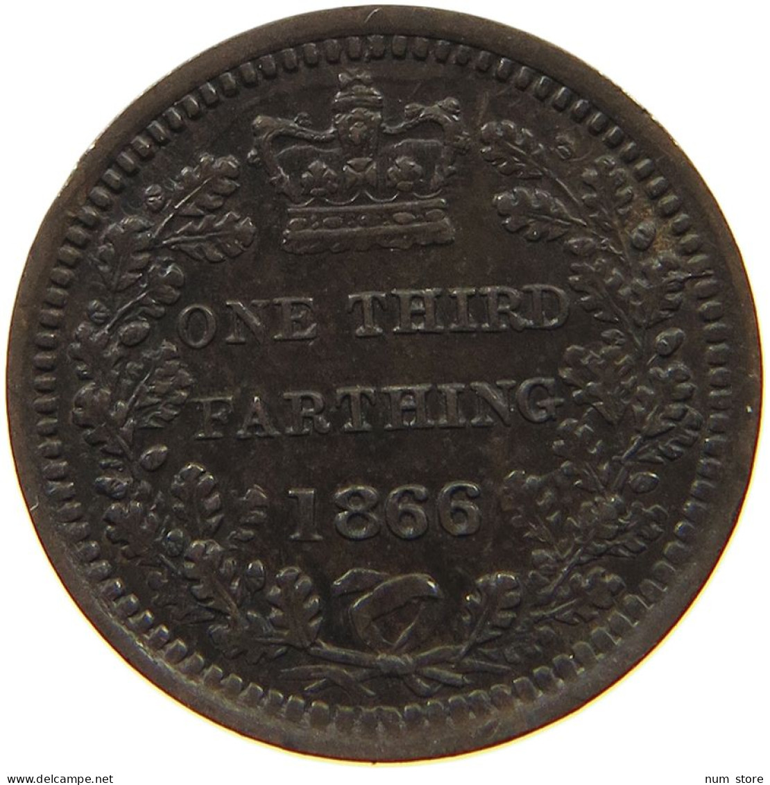 GREAT BRITAIN 1/3 FARTHING 1866 VICTORIA (1837-1901) #MA 008693 - A. 1/4 - 1/3 - 1/2 Farthing