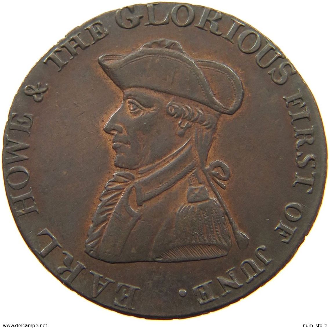 GREAT BRITAIN 1/2 PENNY TOKEN 1794 EARL HOWE, GEORGE III. 1760-1820. #MA 002436 - B. 1/2 Penny