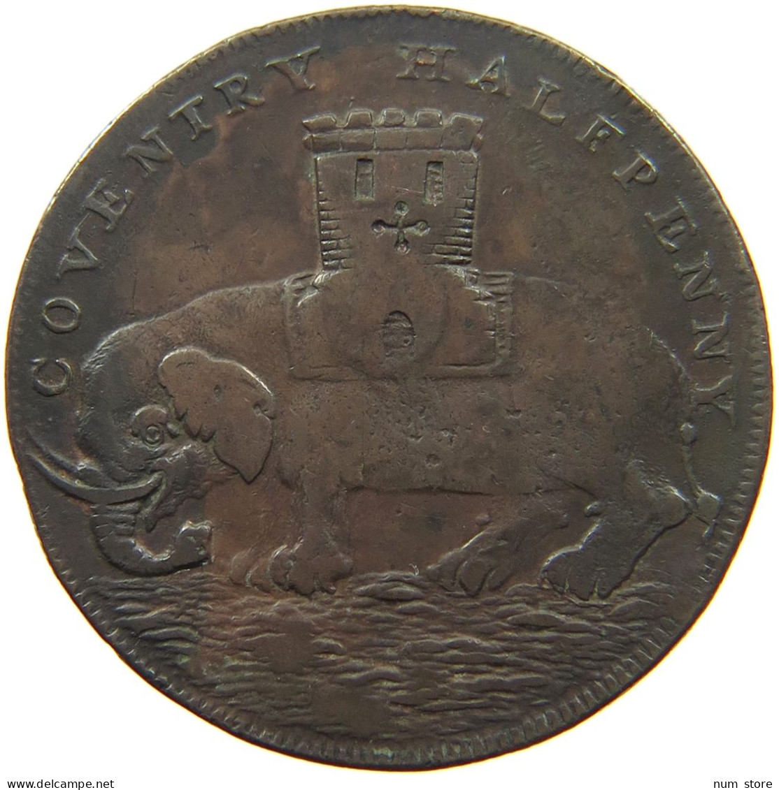 GREAT BRITAIN 1/2 PENNY TOKEN 1793 TOKEN. GEORGE III COCENTRY #MA 000234 - B. 1/2 Penny