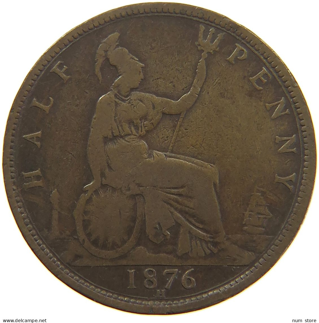 GREAT BRITAIN 1/2 PENNY 1876 H VICTORIA 1837-1901 #MA 067773 - C. 1/2 Penny