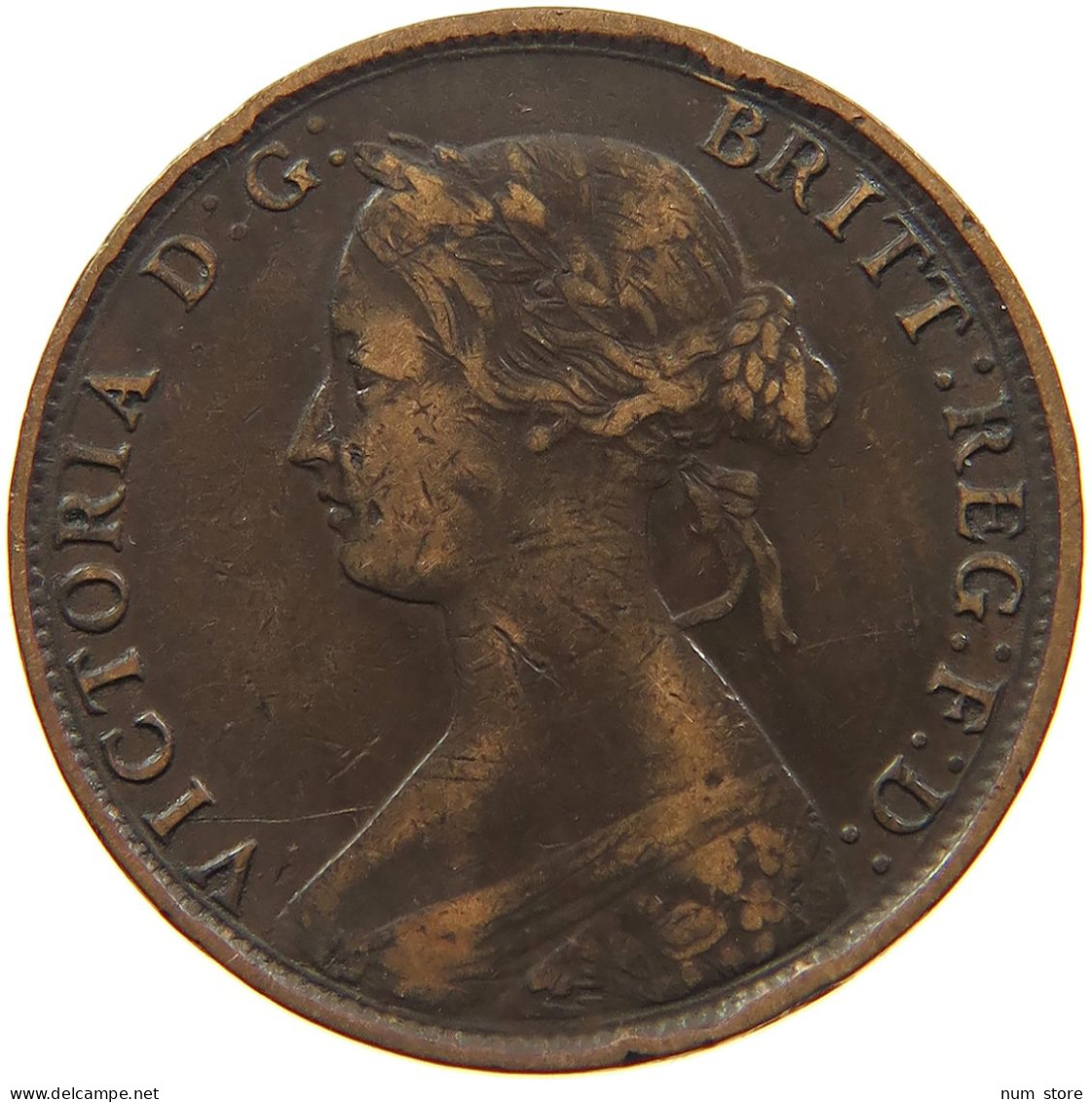 GREAT BRITAIN 1/2 PENNY 1861 VICTORIA 1837-1901 COUNTERMARKED B #MA 101864 - C. 1/2 Penny