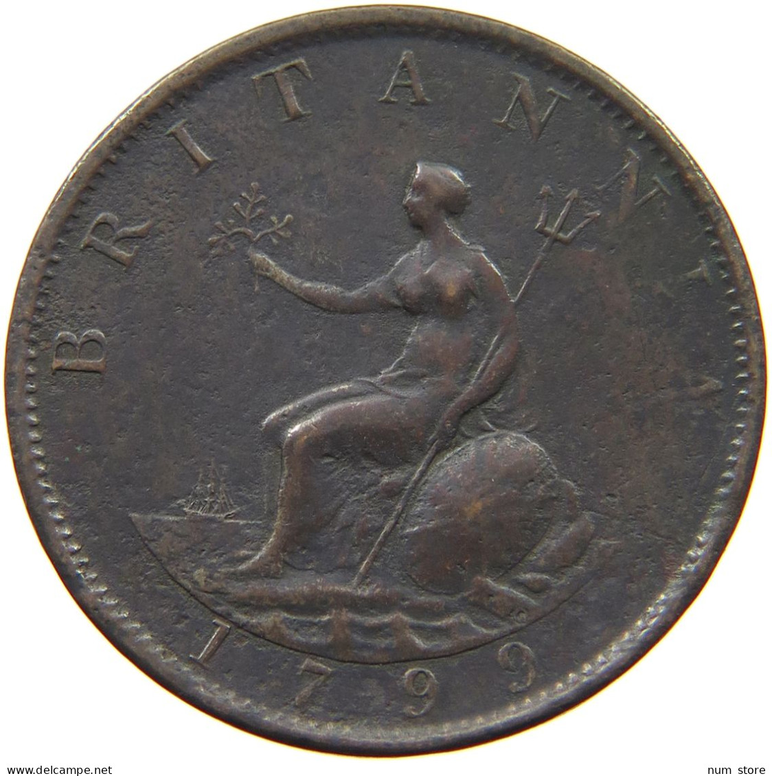 GREAT BRITAIN 1/2 PENNY 1799 GEORG III., 1760-1820 #MA 002415 - B. 1/2 Penny