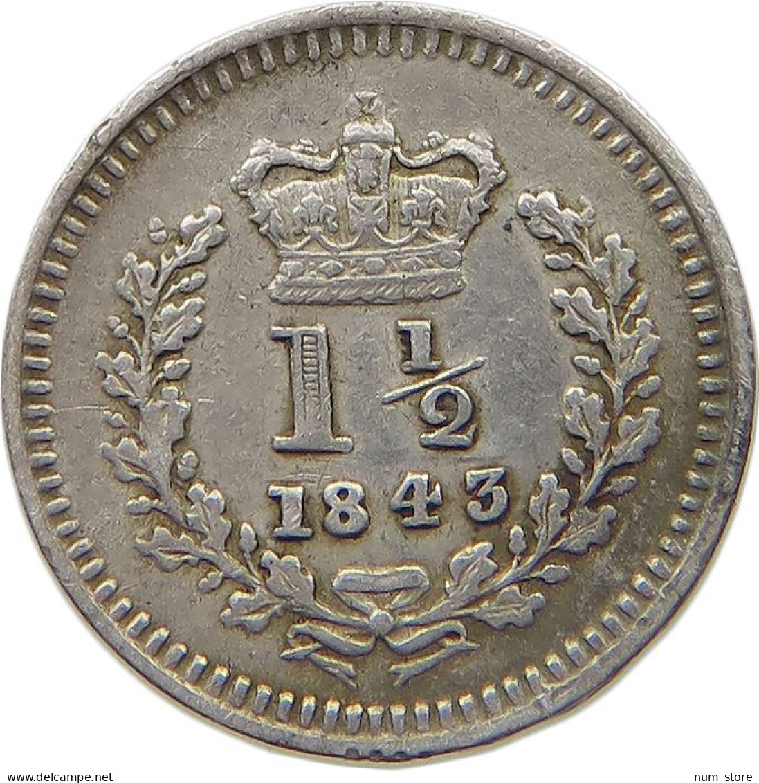 GREAT BRITAIN 1 1/2 PENCE 1843 VICTORIA 1837-1901 #MA 022957 - E. 1 1/2 - 2 Pence
