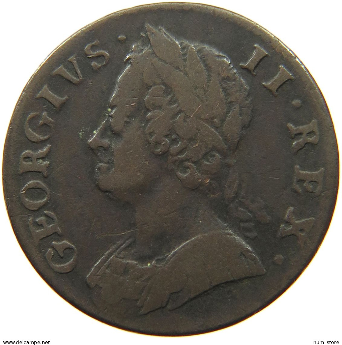 GREAT BRITAIN 1/2 PENNY 1752 GEORGE II #MA 000232 - B. 1/2 Penny