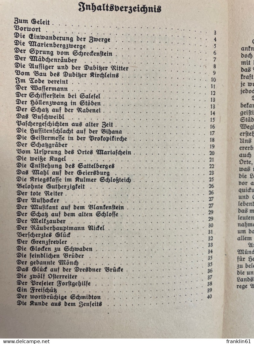 Sagen Und Geschichten Aus Dem Kreise Aussig. - Contes & Légendes