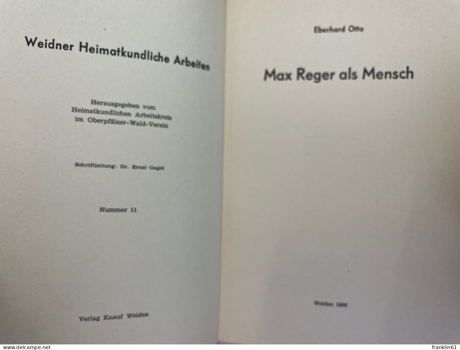 Max Reger Als Mensch. - Biographien & Memoiren