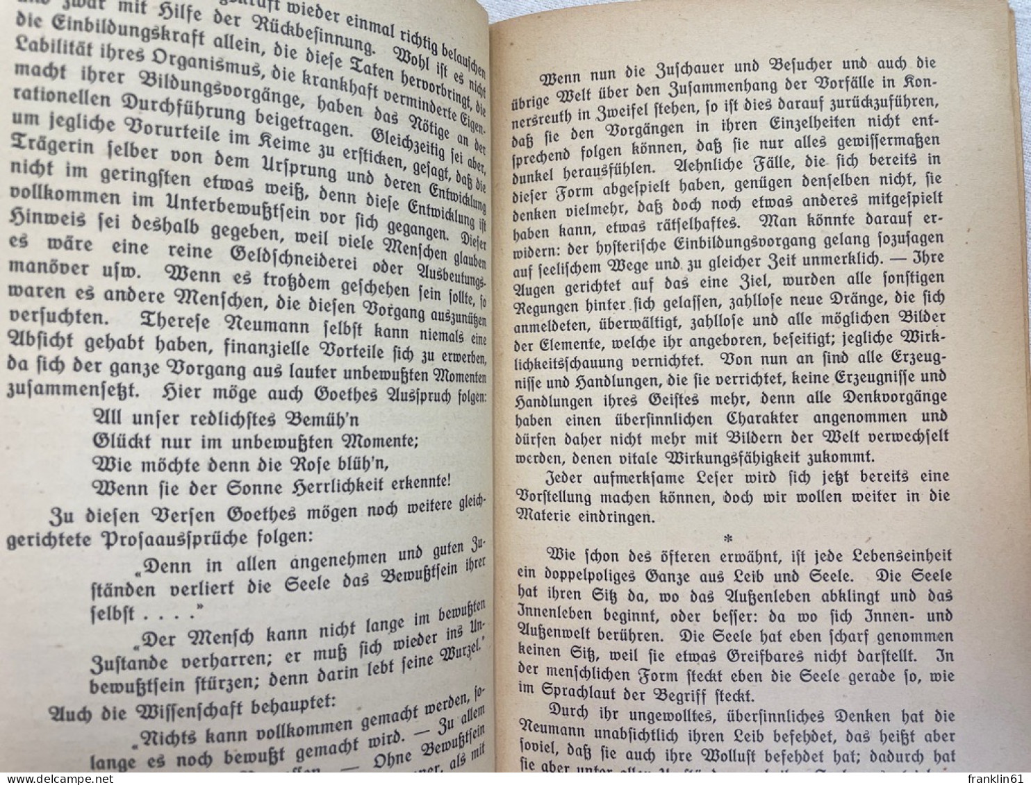 Therese Neumann : Das Rätsel Von Konnersreuth Vom Psycholog. U. Metaphys. Standpunkt Aus. - Other & Unclassified