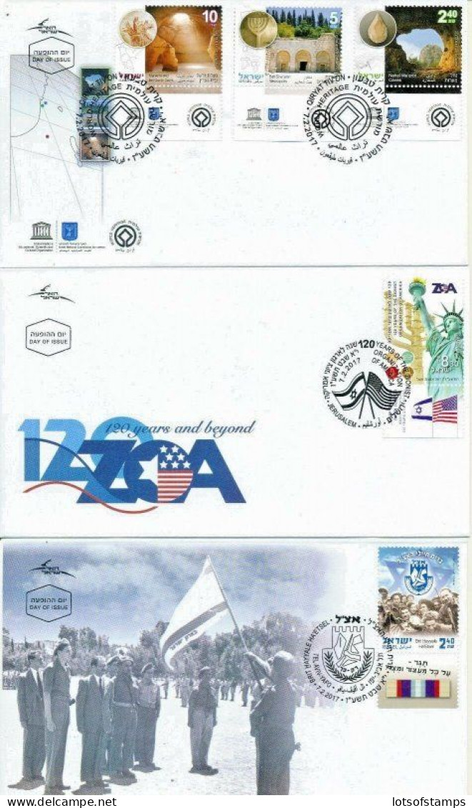 ISRAEL 2017 COMPLETE YEAR FDC SET ALL STAMPS ISSUED + S/SHEETS MNH SEE 9 SCANS - Storia Postale