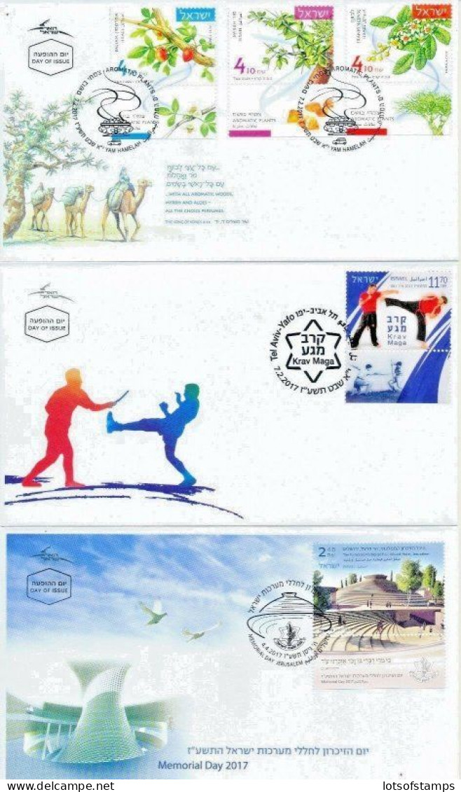 ISRAEL 2017 COMPLETE YEAR FDC SET ALL STAMPS ISSUED + S/SHEETS MNH SEE 9 SCANS - Cartas & Documentos